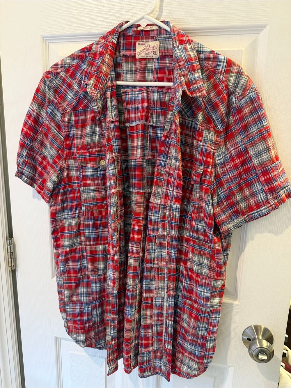 Lucky Brand Red Plaid Short-Sleeve Button-Down Shirt